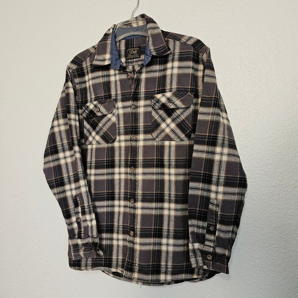 Jachs Heritage Flannel Size M‎ Gray Black Tan Plaid